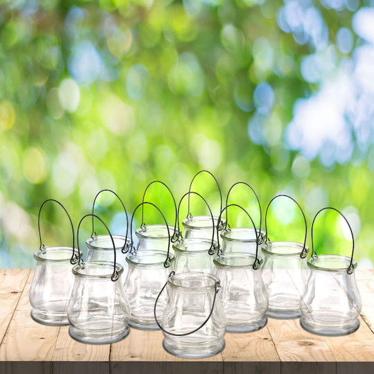 Set 12 felinare din sticlă pentru lumânări, aproximativ 10 x 9,5 cm, Relaxdays
