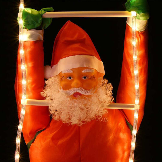 Luminat Decorativ Moș Crăciun De Exterior Albς pe Scară 90x30cm.