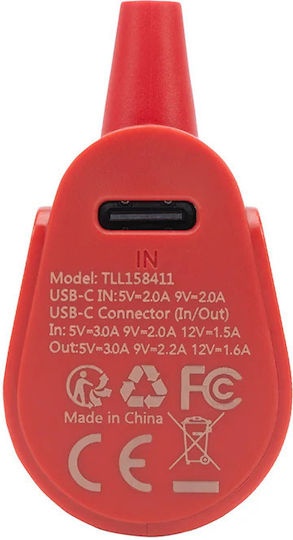 Tellur PD202 Power Bank 5000mAh 18W Power Delivery / Quick Charge 3.0 Κόκκινο