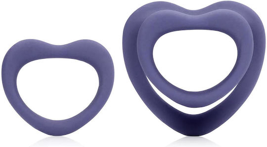 Erection Ring Set 3 Heart Cockring Set Violet Storm