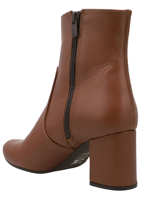 Leder Stiefeletten Damen Tabac Braun