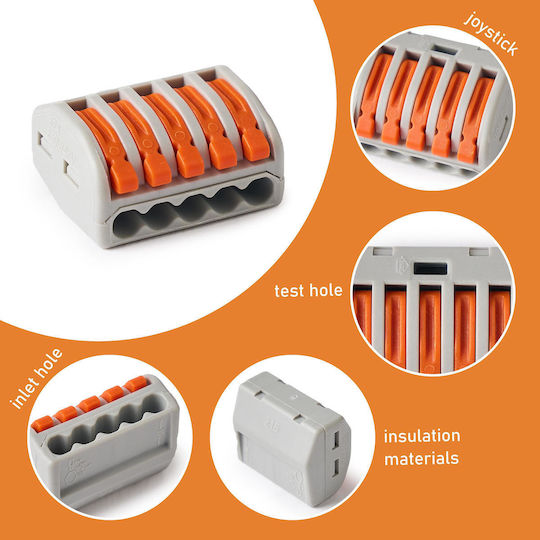 Set 19 Conectori Rapizi Blocuri Terminale Rapide Pârghie Instalații Electrice 3 Pini Tip 222-413