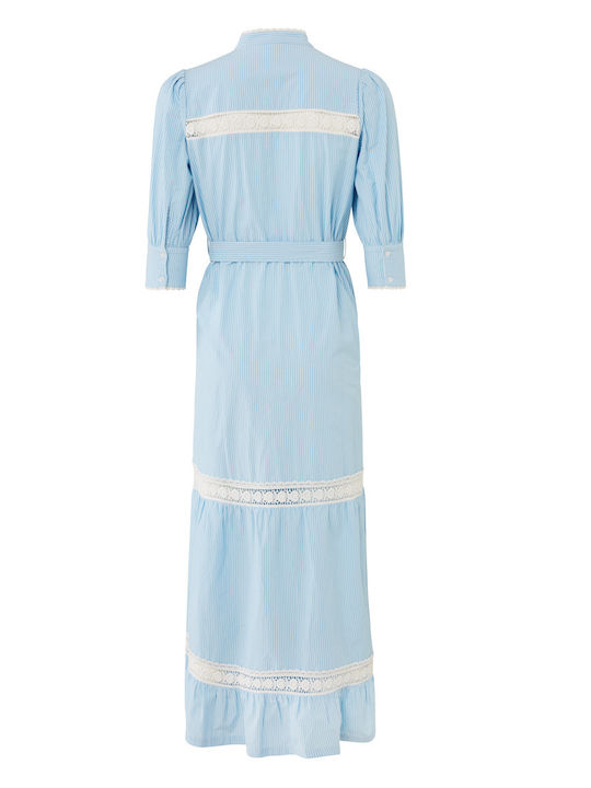 Καλοκαιρινό Maxi Σεμιζιέ Φόρεμα Sea Blue