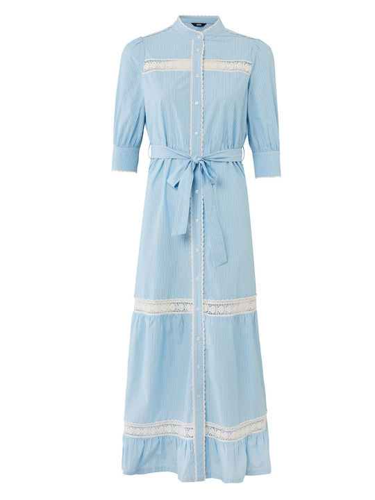 Καλοκαιρινό Maxi Σεμιζιέ Φόρεμα Sea Blue