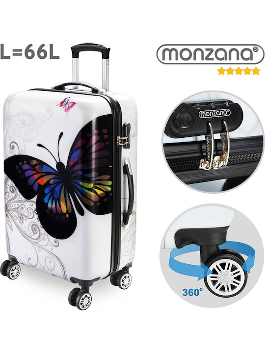 Troler mediu pentru avion Monzana Butterfly 68x43x27 cm 4 roți rotație 360 de grade policarbonat multicolor