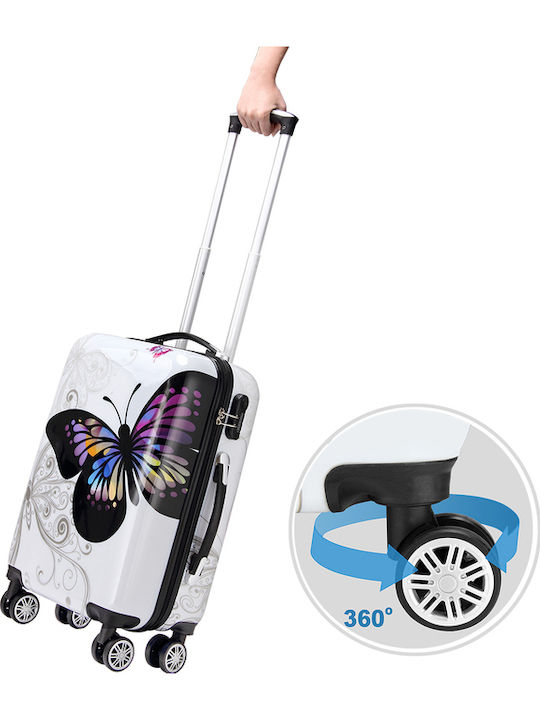 Troller Cabină Monzana Fluture 56x37x23 Cm 4 Roți Rotire 360 de Grade Policarbonat Multicolor