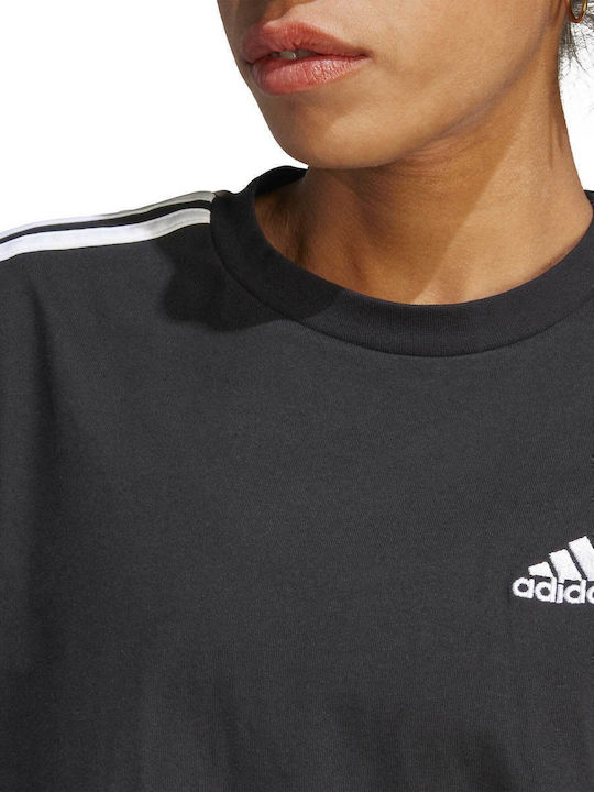 Essentials 3-Stripes Καλοκαιρινό Mini Αθλητικό Φόρεμα T-shirt Κοντομάνικο Μαύρο