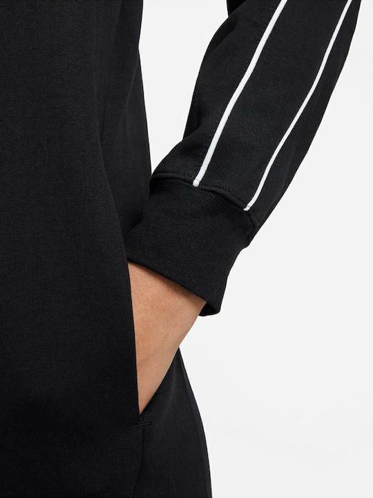 Mini Athletic Dress Long Sleeve Hooded Black