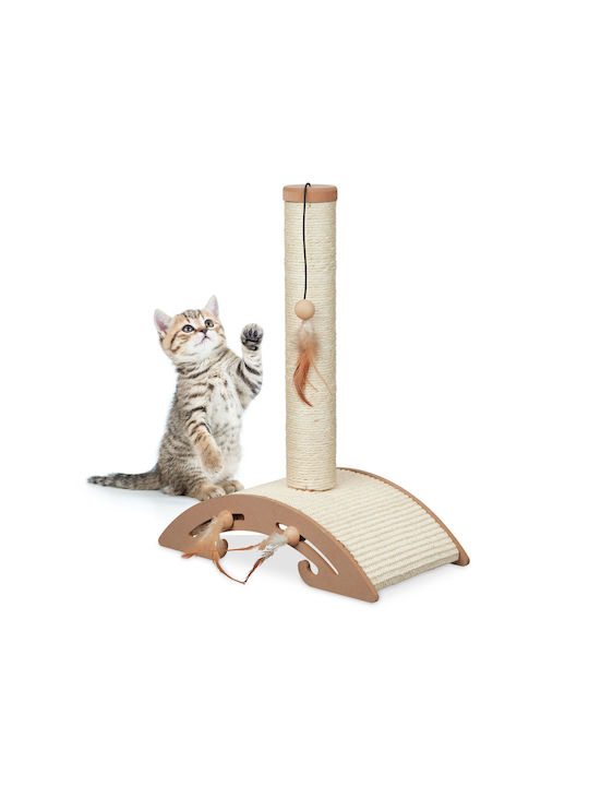 Cat Scratching Post 52 X 42 X 22 Cm Brown Cream