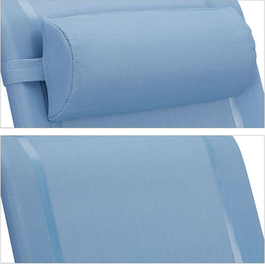Foldable Lounge Chair Footrest Blue 38.5cm X 58cm X 112cm Relaxdays