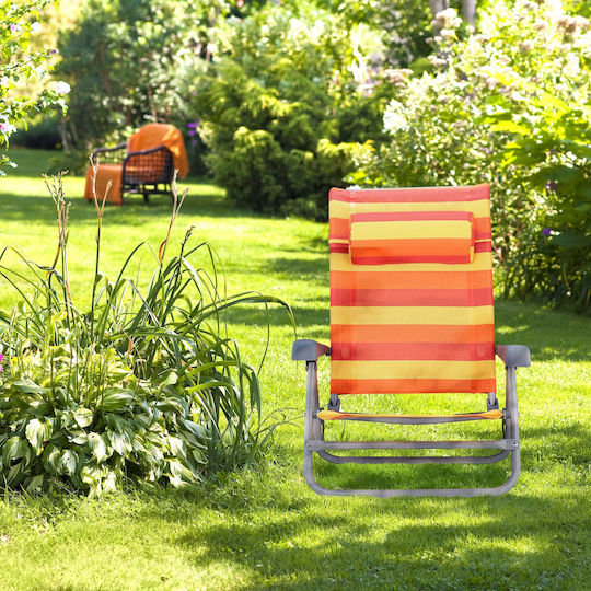 Șezlong pliabil cu suport pentru picioare, deschizător de sticle, 8 niveluri ajustabile, 79x59x18 cm, capacitate 120 kg, multicolor, Relaxdays