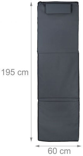 Folding Beach Lounger Relaxdays Footrest Gray 4 X 60 X 195 Cm