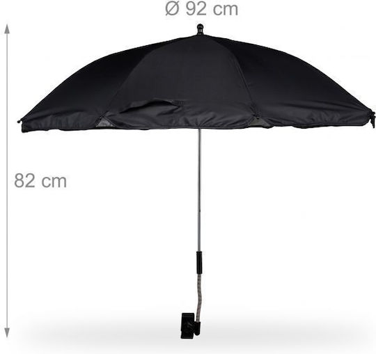 Șezlong pliabil de plajă Relaxdays cu suport pentru picioare și umbrelă, gri închis, 6 x 60 x 197 cm