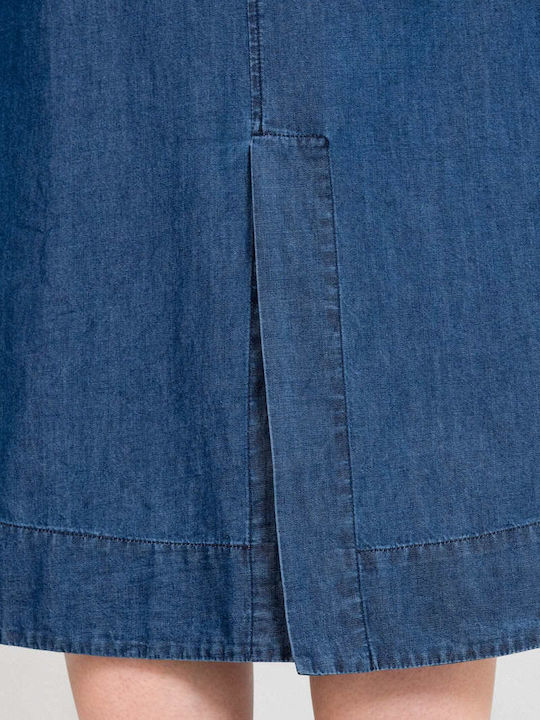 Καλοκαιρινό Midi Κομπινεζόν Φόρεμα Τζιν Light Denim