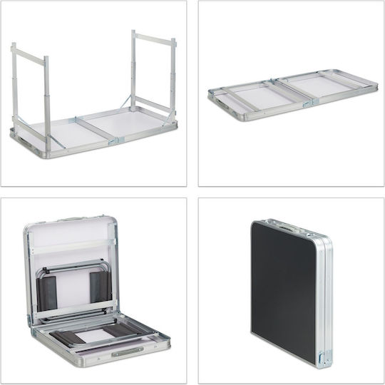 Folding Table Set 4 Folding Chairs Relaxdays Black Silver Table Dimensions 120 X 60 Cm