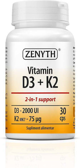 Zenyth Vitamina D3 pentru Întărirea Sistemului Imunitar & Sănătatea Oaselor 2000iu 75mcg Natural 30 capace