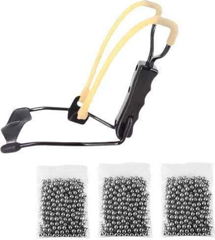 Set Profesional Praștie Metalică Suport pentru Încheietură 300 Bile 8 mm Mâner Metalic Anti-alunecare 18 cm