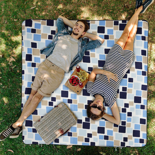 Relaxdays Κουβέρτα Πικ Νικ 200x200cm σε Μπλε χρώμα