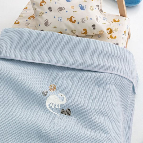 Palamaiki Blanket Cot Waffle Blue Blue 100x150cm