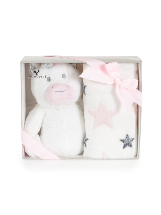 Cangaroo Κουβέρτα Αγκαλιάς & Λίκνου Unicorn Stars Fleece Ροζ 75x90εκ.