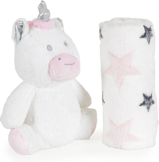 Cangaroo Decke Wickeltücher für Kinderzimmer Unicorn Stars Vlies Rosa 75x90cm