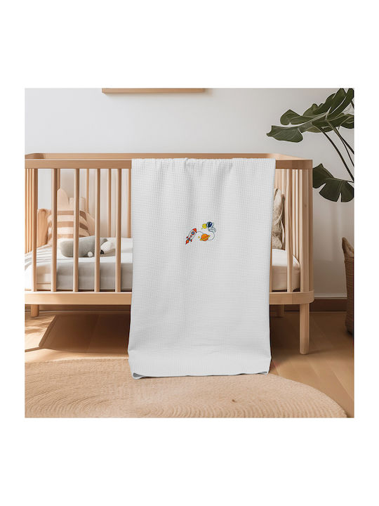 Adam Home Blanket Nursery Swaddling Blankets Space Waffle White 80x110cm