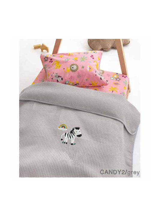 Palamaiki Κουβέρτα Αγκαλιάς & Λίκνου Πικέ Γκρι Candy/2 Grey 80x110εκ.