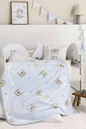 Nima Одеяло Детско легло Boy's World Велур Синьо Light Blue 110x140см.