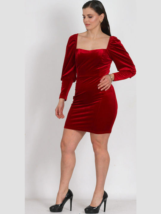 Mini Rochie de Seară din Catifea Roșie