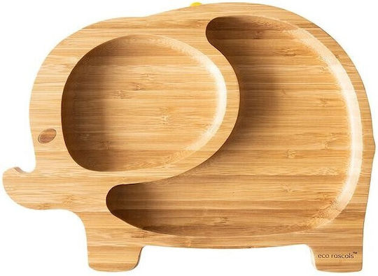 Eco Rascals Παιδικό Πιάτο Φαγητού από Bamboo Ελέφαντας Ροζ