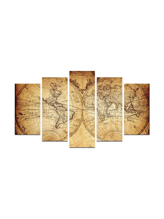 HomeMarkt Vintage World Map Fivefold Painting 100x60cm