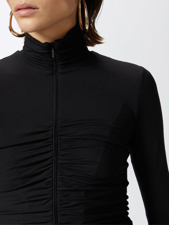 Dimitrova Midi Dress Long Sleeve Nero Limousine