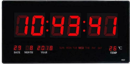 Factory JH-4622 Wanduhr Digital Kunststoff Black 45x21cm
