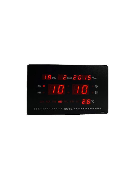 Wall Clock Digital Red 23.5x15.5cm