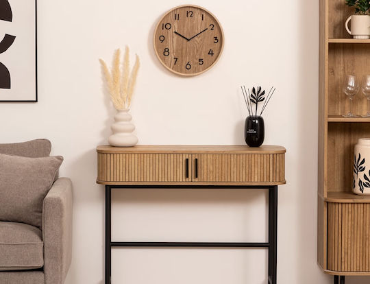 Atmosphera Ivana Тих Режим Часовник На Стена Дървен Бежов Ø38cm