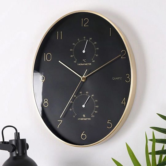 Zaros Zaros Metallische Wanduhr Schwarz 34x34,5cm
