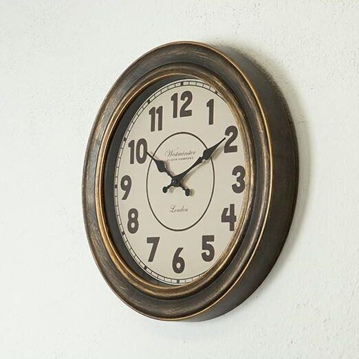 Antikes Wanduhr Kunststoff Bronze Ø40cm