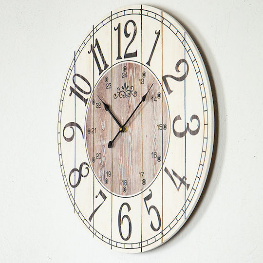 Wanduhr Hölzernes Weiß Ø58.2cm Wanduhr Hölzernes Weiß Ø58.2cm