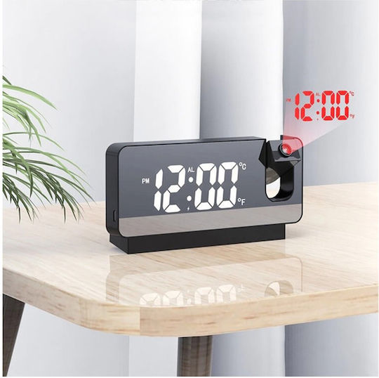 Led Wanduhr Spiegel Weiß 18.6x9.3cm