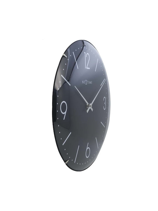 Nextime Basic Dome Leise Wanduhr Kunststoff Black Ø35cm