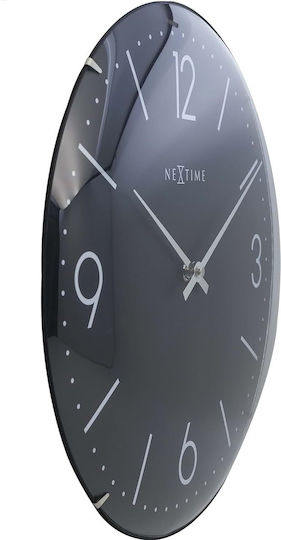 Nextime Basic Dome Αθόρυβο Ρολόι Τοίχου Πλαστικό Μαύρο Ø35cm