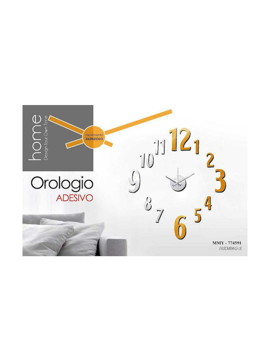 ArteLibre 3D Wall Clock Sticker Wooden Brown Ø60cm