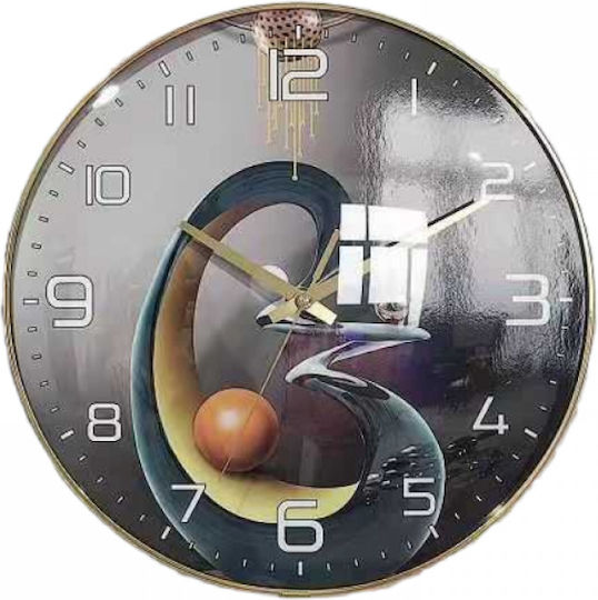 Wall Clock Plastic Gold 25x4.5cm