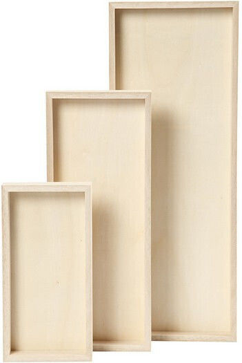 Wooden Rectangular Trays Set of 3 Pieces