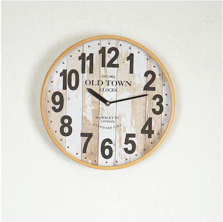 Wall Clock Wooden White 32x4.5cm