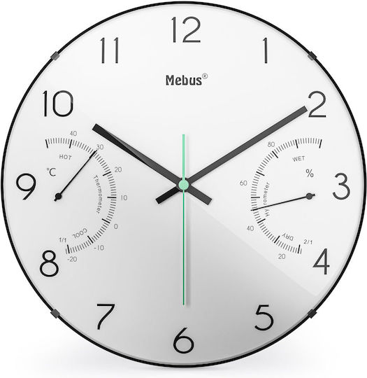 Mebus Ceas de Perete Alb Ø30cm