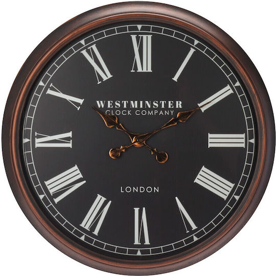 Westminister Αντικέ Ρολόι Τοίχου Πλαστικό Καφέ Ø76cm