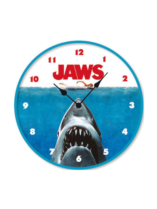 Pyramid International Jaws Rising Wall Clock Plastic Blue Ø25cm