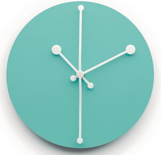 Alessi Dotty Clock Laz Стенен часовник Металик Тюркоаз Ø20см