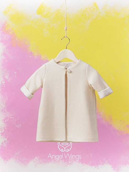 Angel Wings Manto Ecru Baptism Coat Knitted
